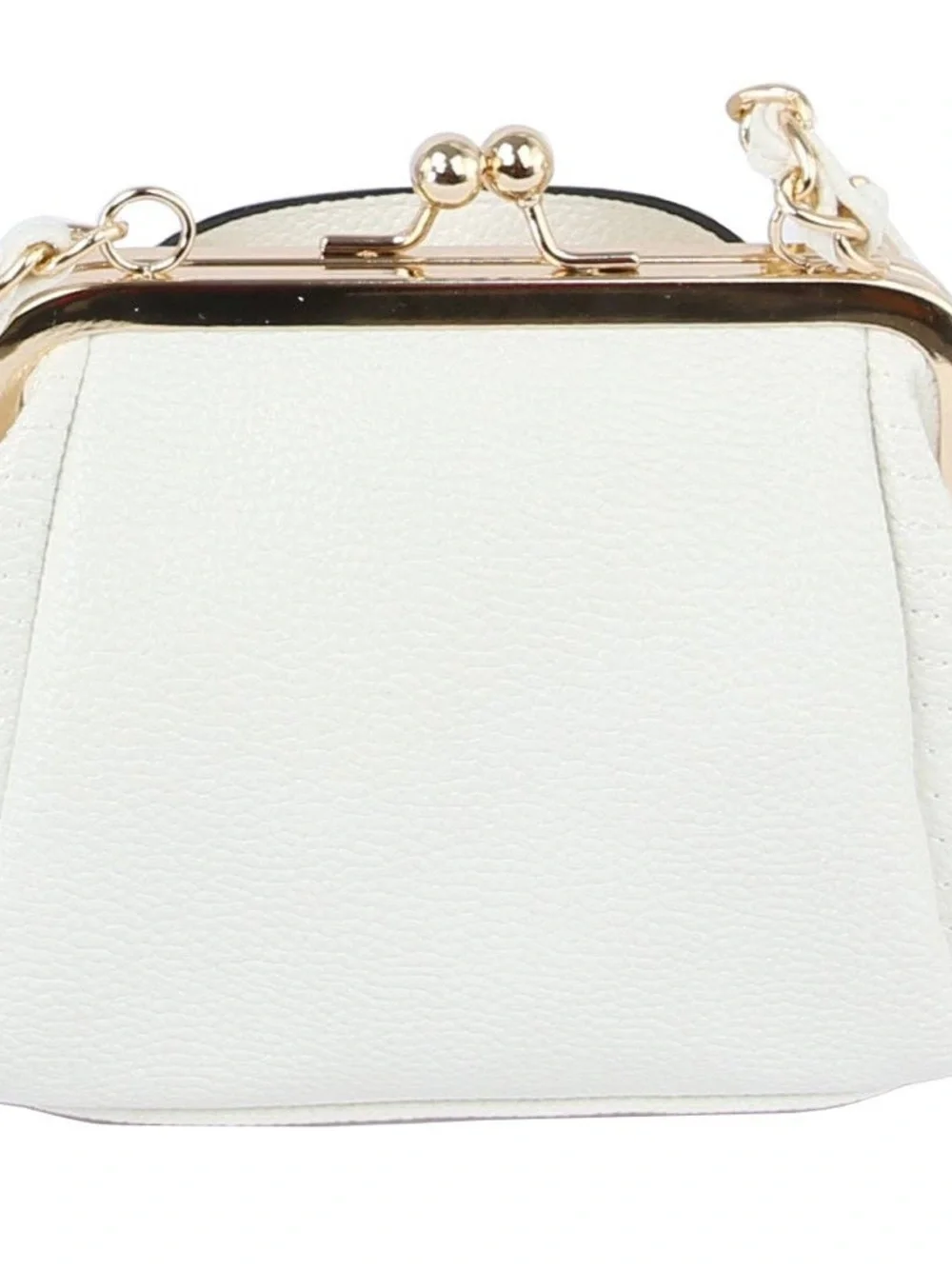 White Quilted Leatherette Mini Crossbody Bag with Gold Hardware - Picture 3 of 4